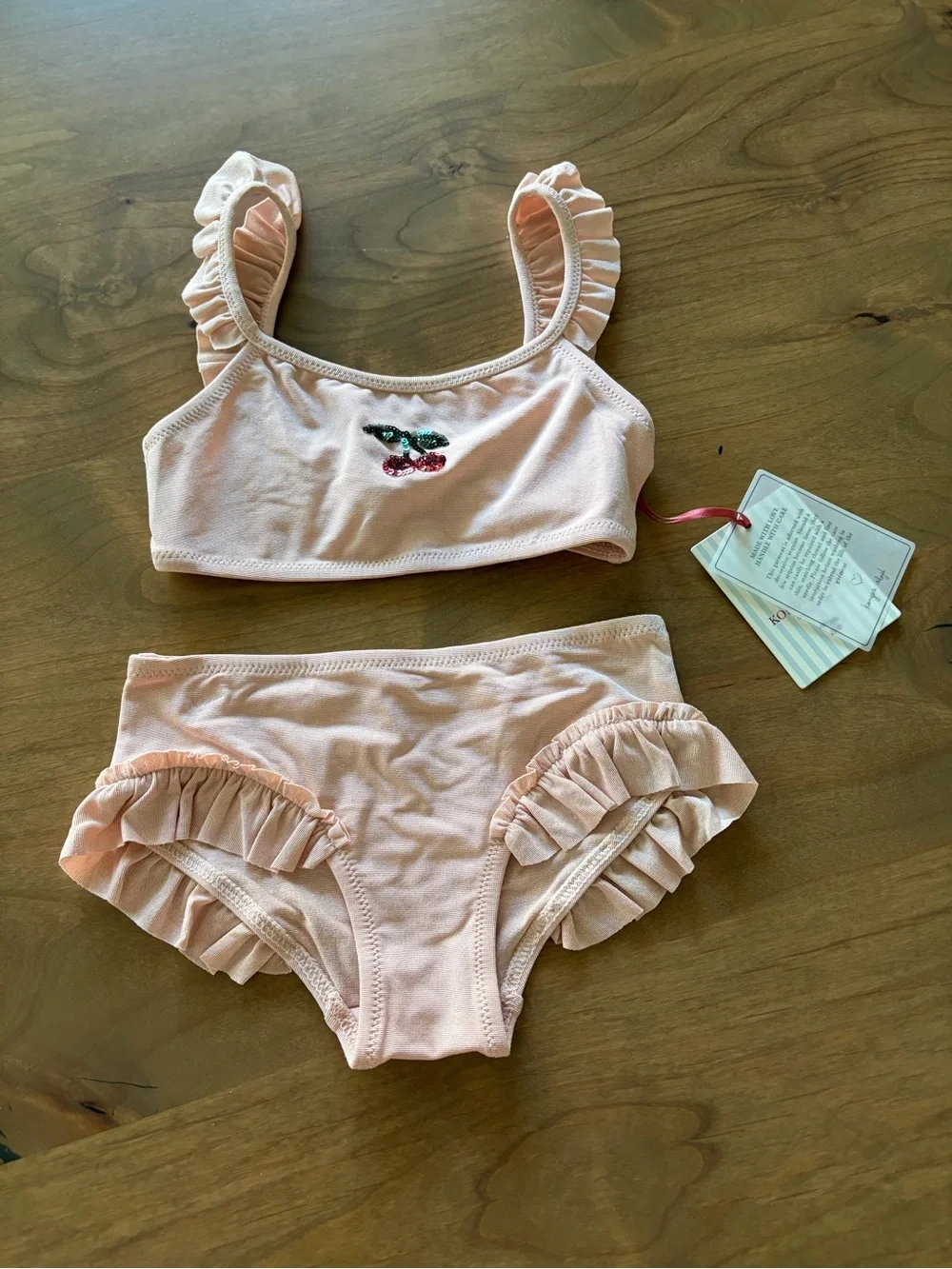 Konges Sløjd Kids' Jade Embellished Bikini in Evening Sand Multiple Sizes NWT